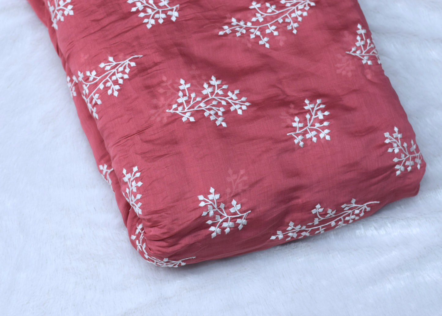 Mul Chanderi Embroidered Fabric – 3 Meter Length, 44 Inch Width (Premium Quality)