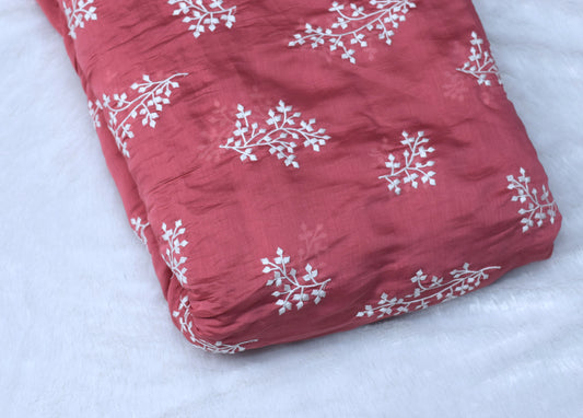 Mul Chanderi Embroidered Fabric – 3 Meter Length, 44 Inch Width (Premium Quality)