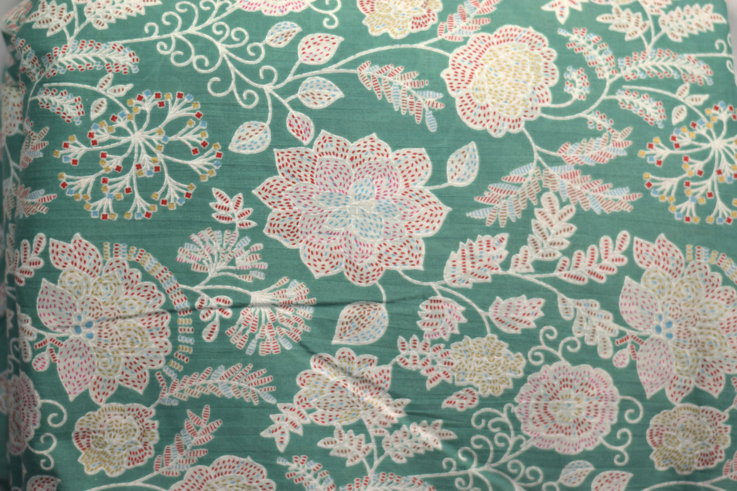 Elegant Green Floral Mix & Match Fabric Set – Top 2.75m & Bottom 2.25m