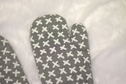 Grey Cross Pattern Cotton Oven Gloves – Set of 2