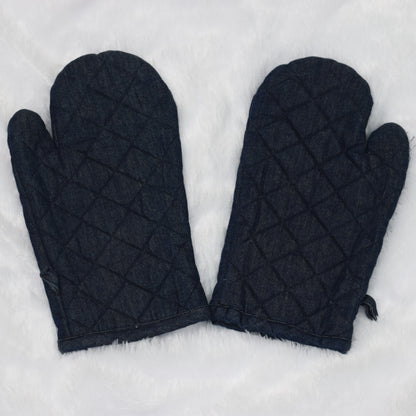 Premium Quilted Denim Oven Gloves – Heat Resistant Kitchen Mitts (Set of 2)