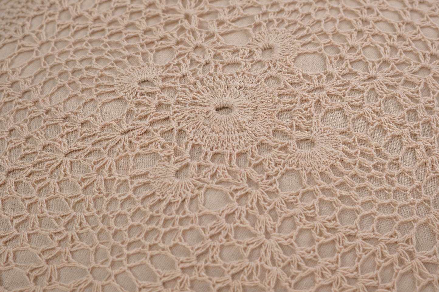 Set of 5 Handmade Beige Crochet Cushion Cover – Elegant Vintage Design