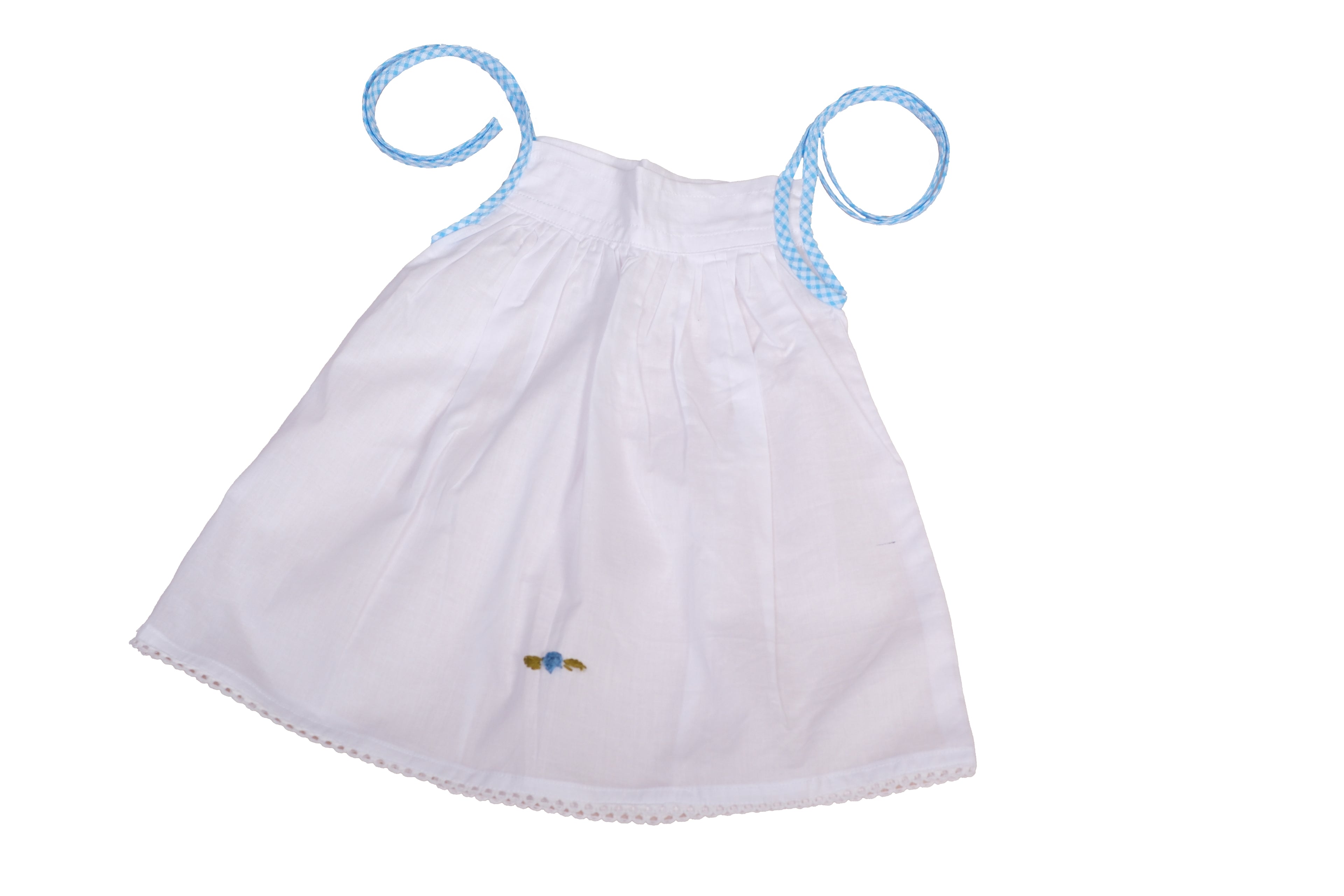 Baby Girl Cotton Kuttiupdupu Dress – White with Floral Embroidery  set of 3