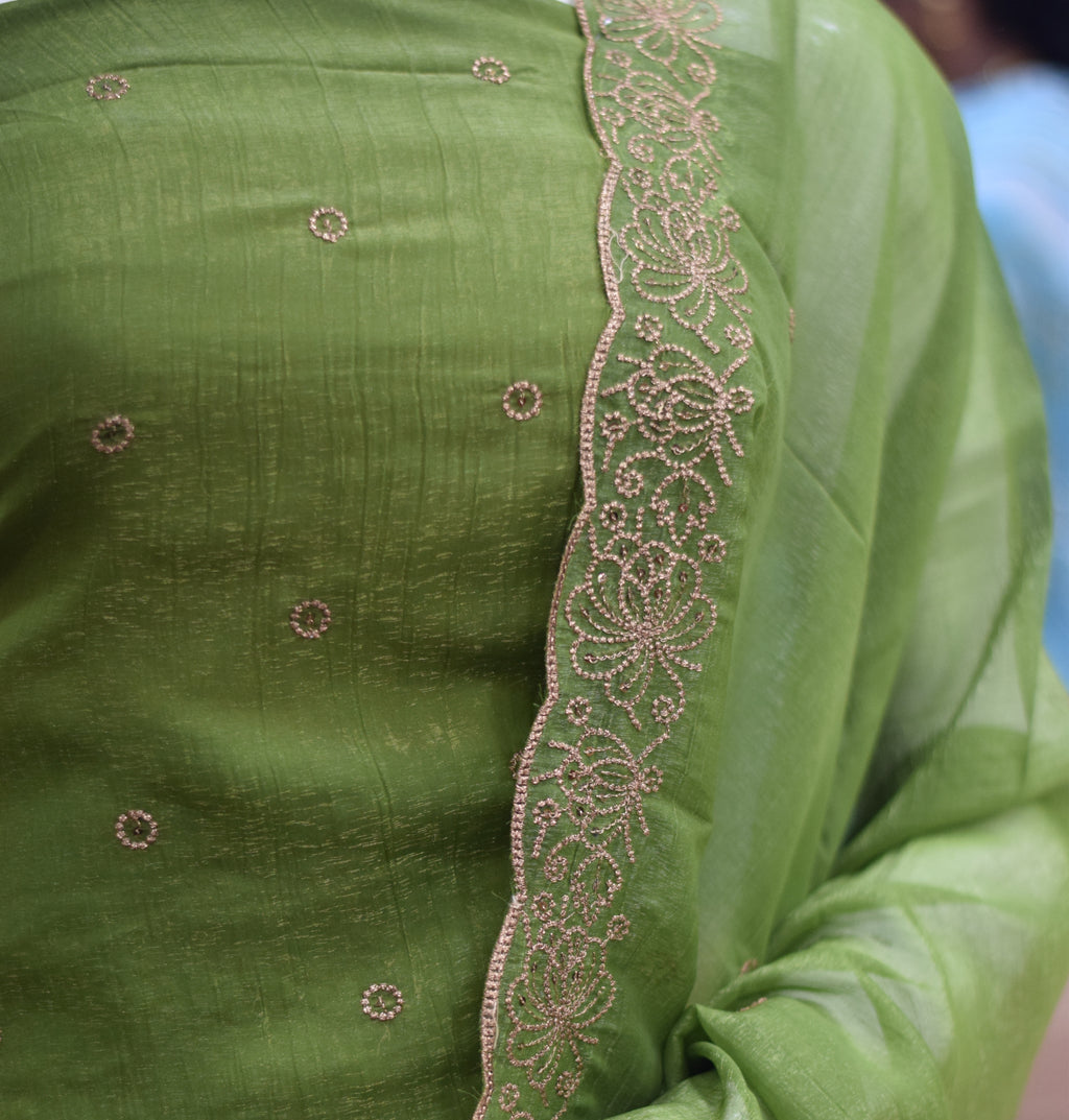 Elegant Organza Churidar Set Material with Dupatta