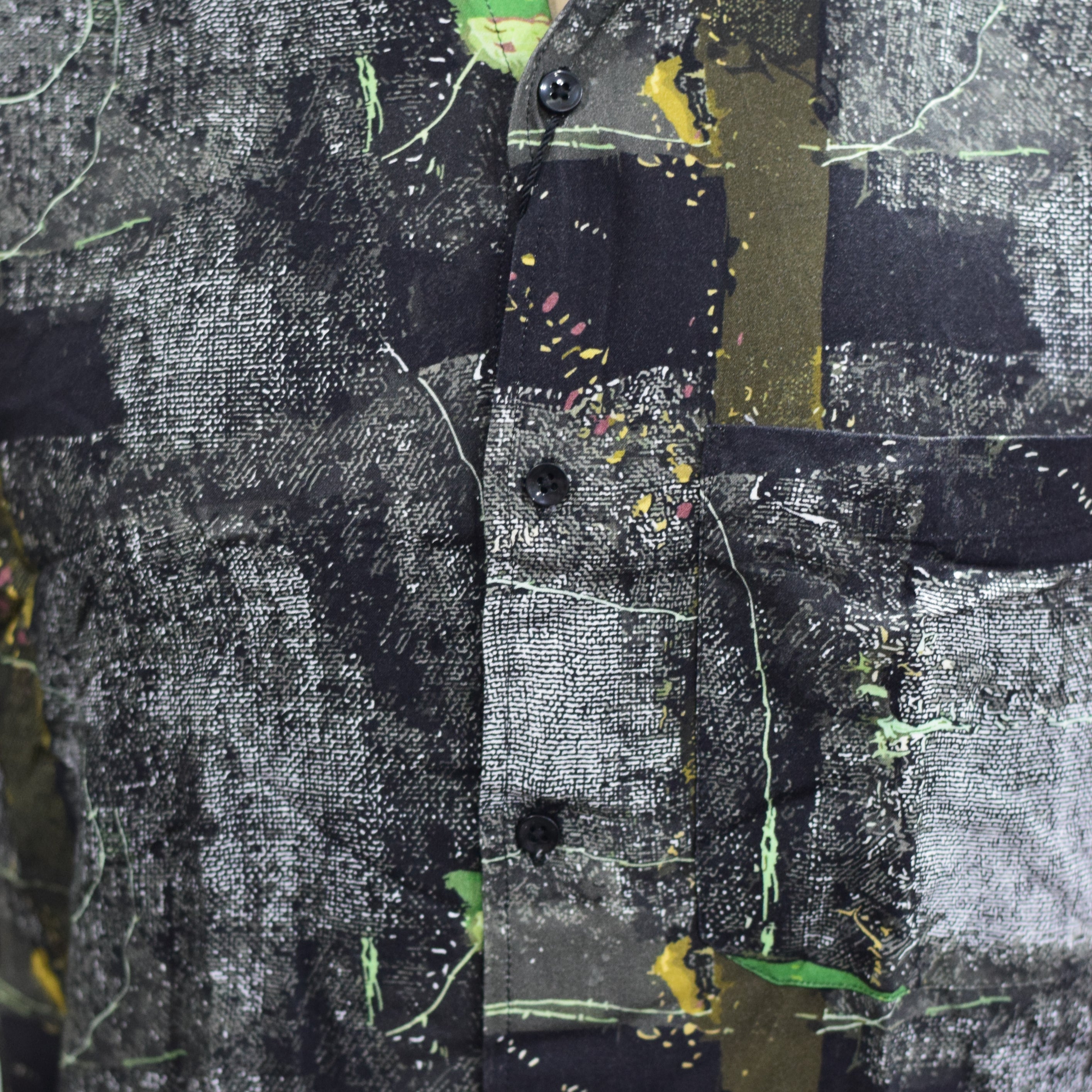 Men’s Casual Rayon Printed Shirt – Navi Blue & Grey Abstract Design