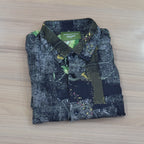 Men’s Casual Rayon Printed Shirt – Navi Blue & Grey Abstract Design