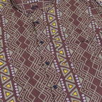 🧥  Men's Brown Geometric Print Rayon Shirt - Short Sleeve Casual Wear