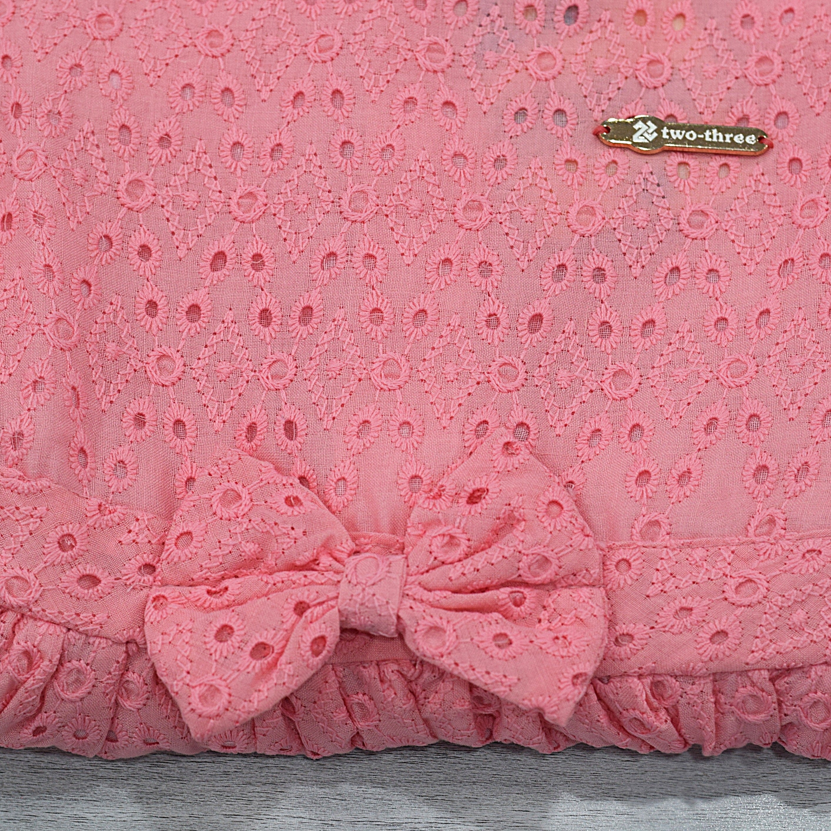 Pretty Pink Embroidered Kids Frock with Bow