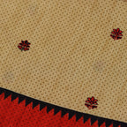 Elegant Beige and Red  Synthetic Saree with Contrast Border& Embroidery Work