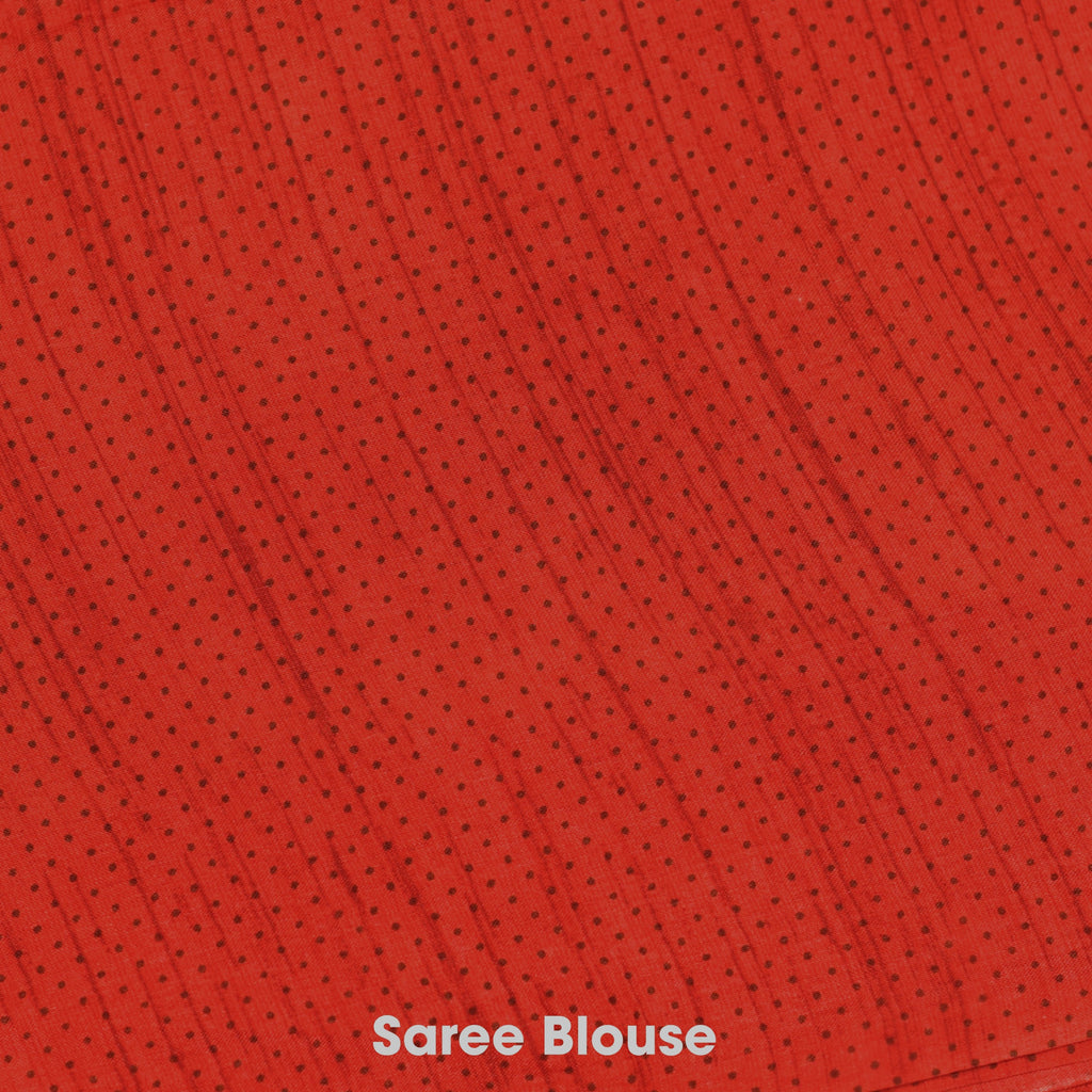 Elegant Beige and Red  Synthetic Saree with Contrast Border& Embroidery Work