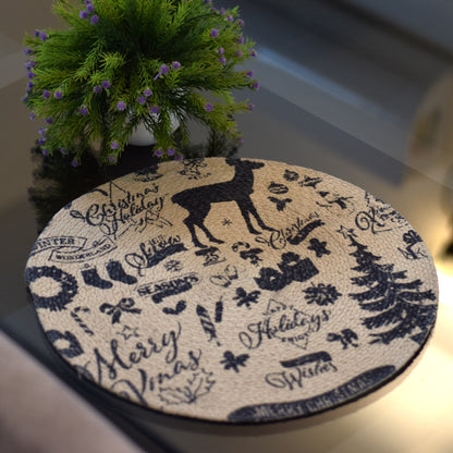 Merry &  Bright Holiday Round Table Mat