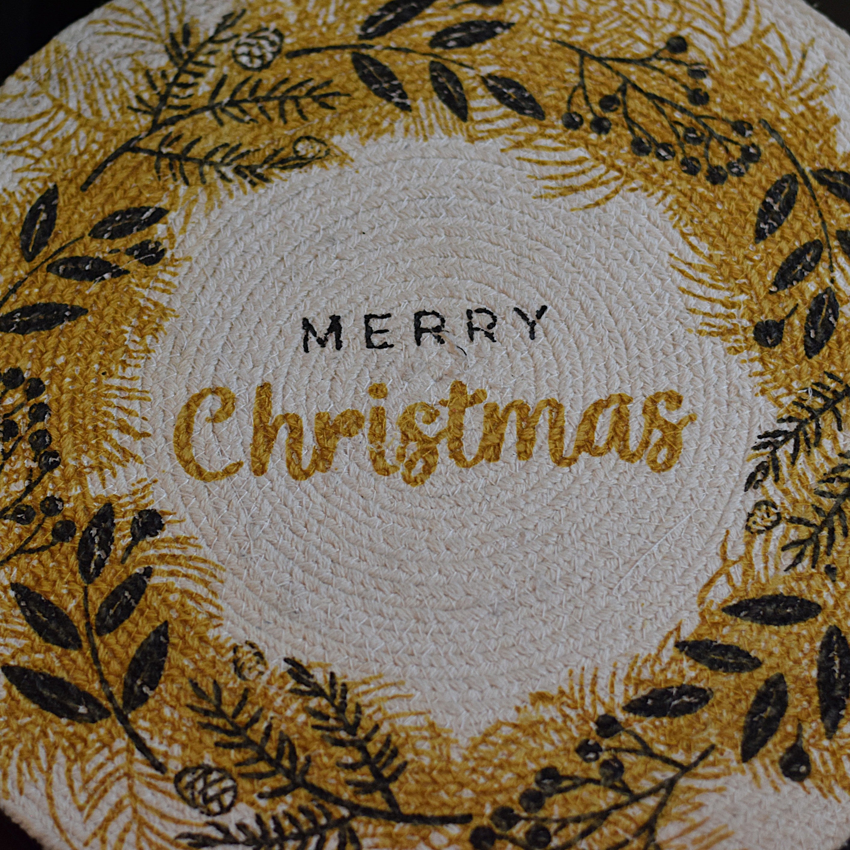 Christmas Cotton Table Mat – Festive Round Dining Placemat