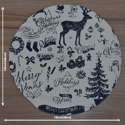 Merry &  Bright Holiday Round Table Mat