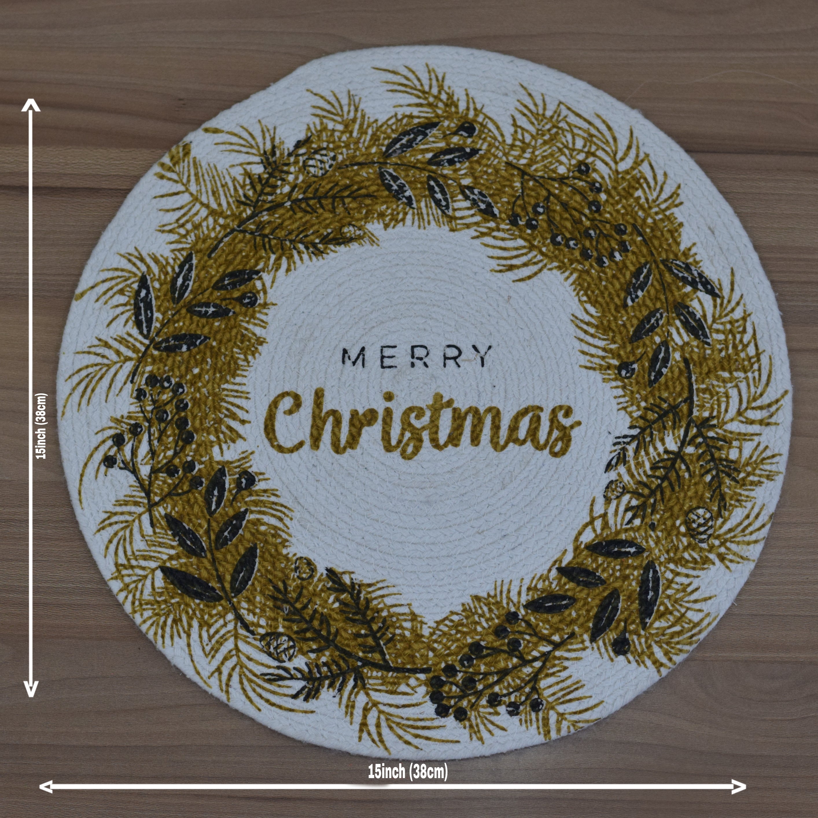 Christmas Cotton Table Mat – Festive Round Dining Placemat