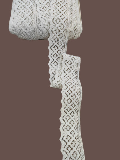 Vintage Cotton Crochet Lace Trim – 2 Inch Width, 20 Meter Roll (white)