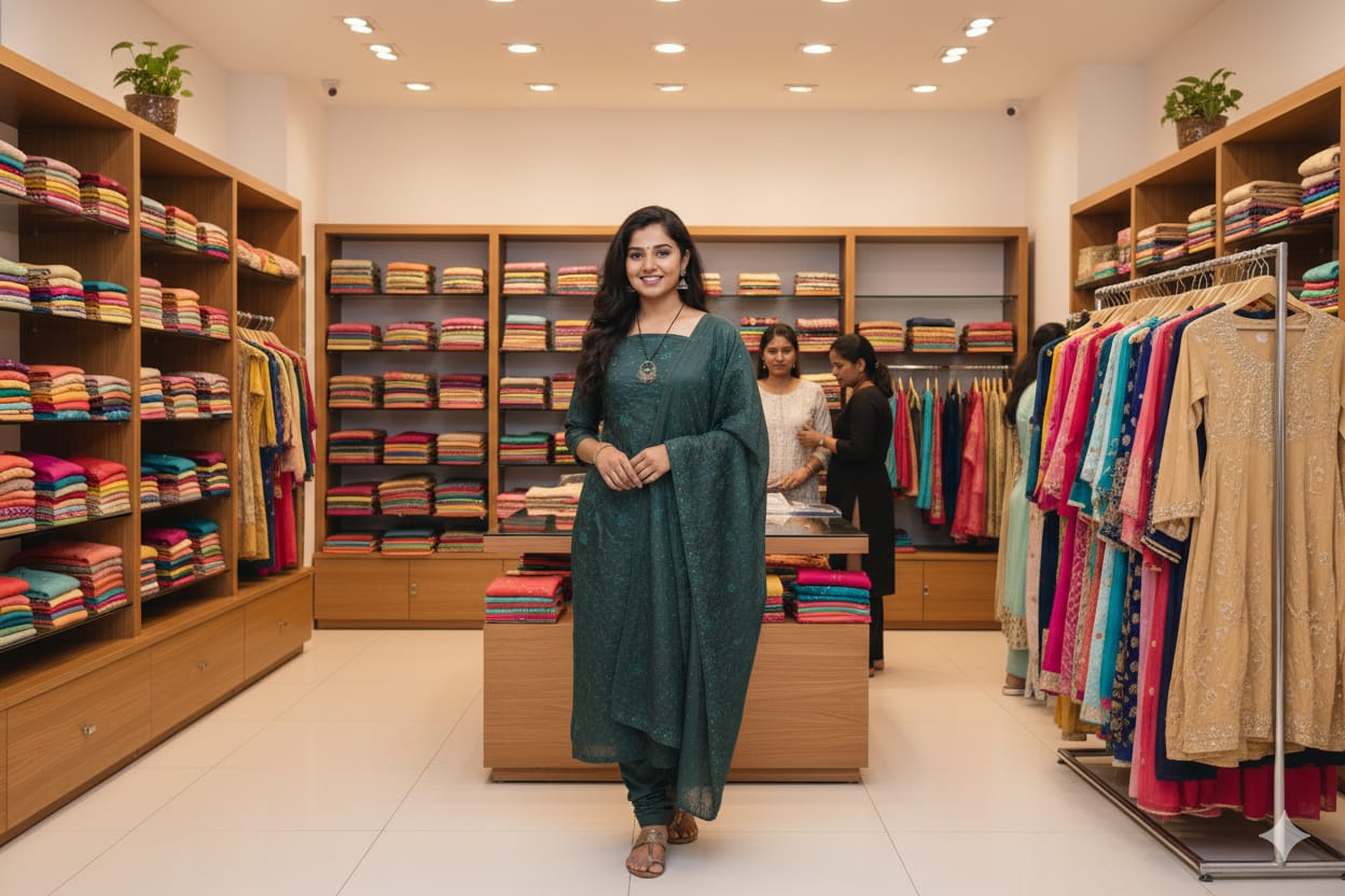 : Elegant Teal Embroidered Churidar Dress Material Set