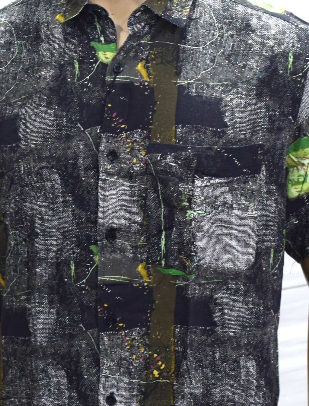 Men’s Casual Rayon Printed Shirt – Navi Blue & Grey Abstract Design