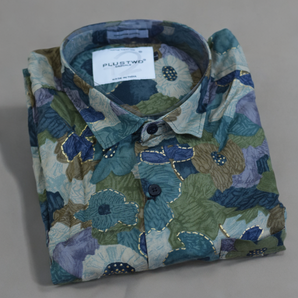 Men's Floral Print Rayon Casual Shirt – Short Sleeve, Lightweight & Breathable – Multicolor