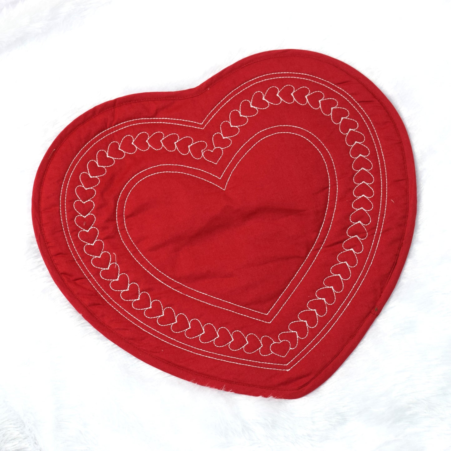 Heart Shaped Red Quilted Table Mat