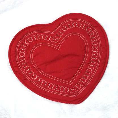 Heart Shaped Red Quilted Table Mat
