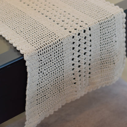 Handmade Cotton Crochet Table Runner – Elegant Beige