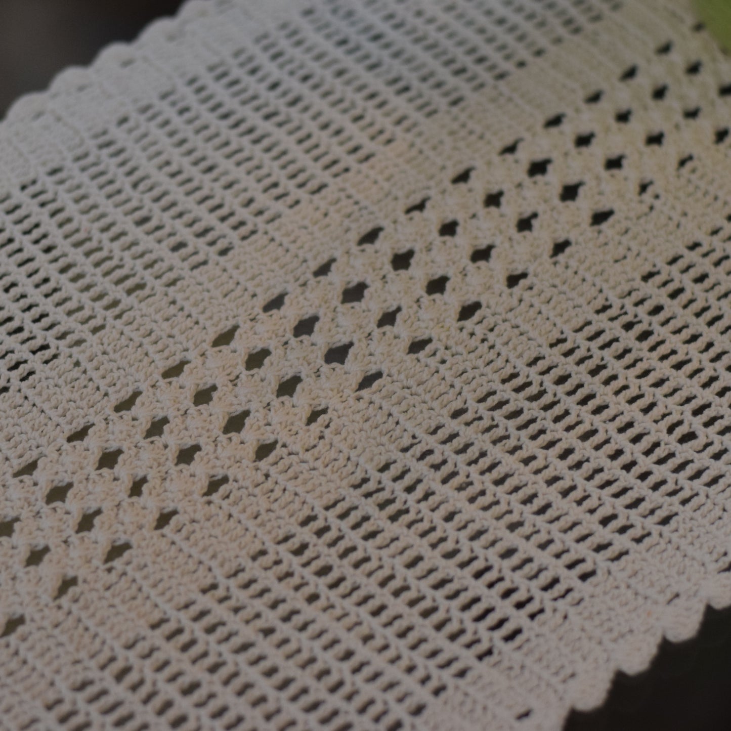 Handmade Cotton Crochet Table Runner – Elegant Beige