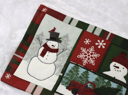 Festive Snowman & Red Truck Christmas Table Mat-20 x 14 inches,