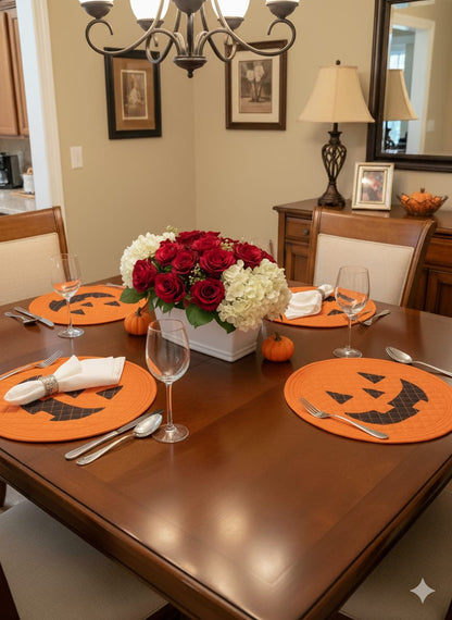 Halloween Pumpkin Face Quilted Table Mat🎃