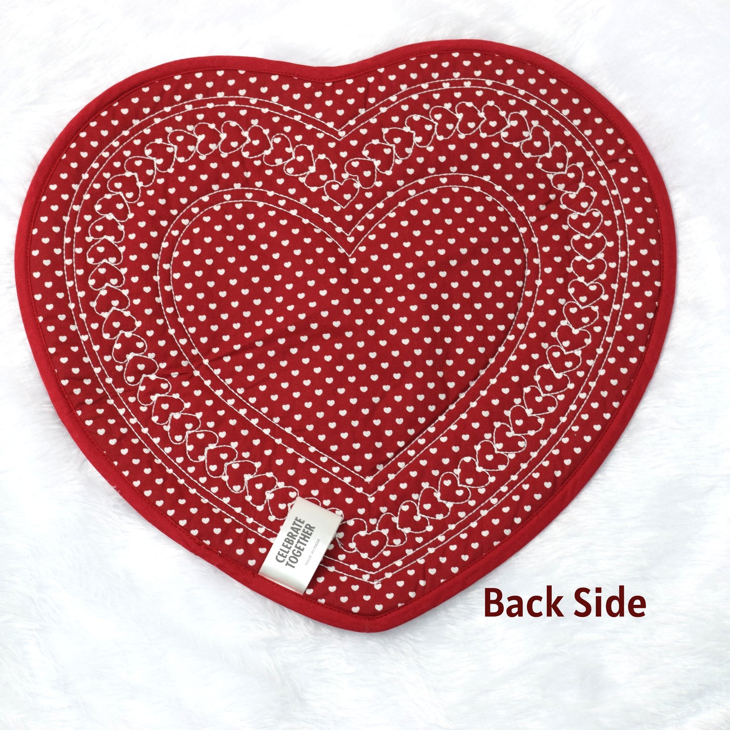 Heart Shaped Red Quilted Table Mat