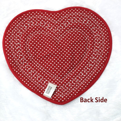 Heart Shaped Red Quilted Table Mat