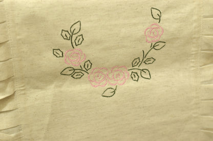 Elegant Embroidered Floral Table Runner with Pleated Border – 14x90 Inches