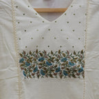 Elegant Cream Embroidered Cotton Kurti for Women