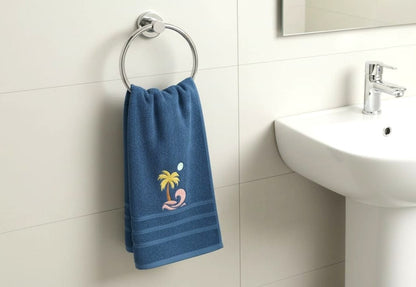 Blue Palm Beach Embroidered Turkey Towel – 19x38 Inches Soft Cotton Bath & Hand Towel
