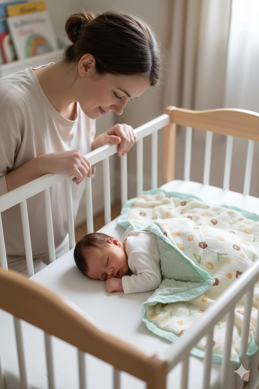 Soft Cotton Baby Swaddle Blanket with Plush Backing – 1 m x 95 cm