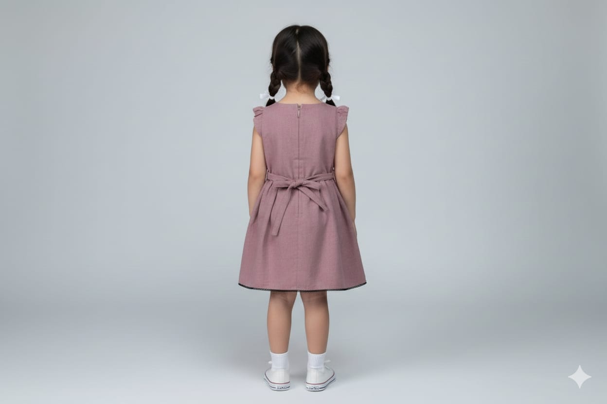 Floral Embroidered Cotton Frock for Girls – Sleeveless Party Wear Dress