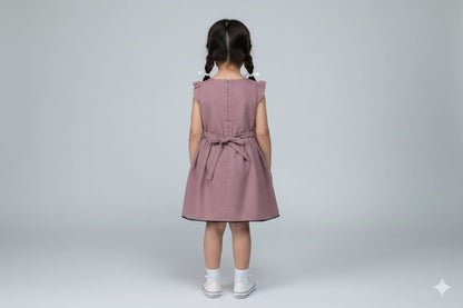 Floral Embroidered Cotton Frock for Girls – Sleeveless Party Wear Dress