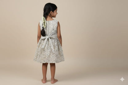 Girls Floral Printed Cotton Frock – Sleeveless Party &Casual Dress
