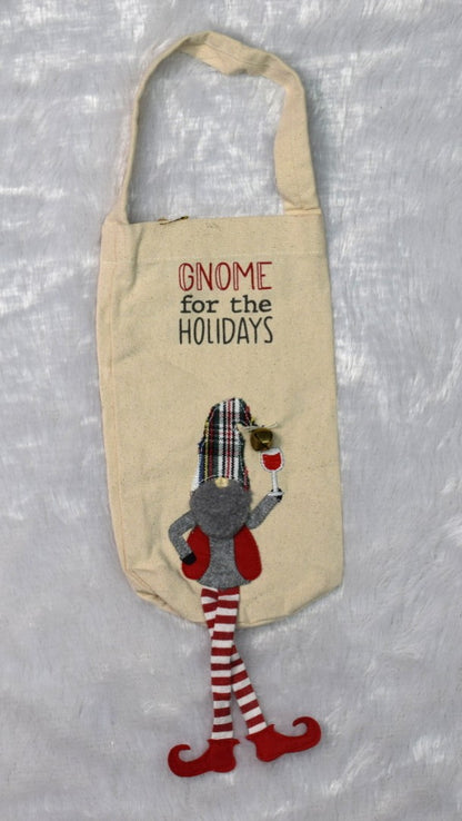 Gnome for the Holidays Christmas Wine Bottle Cover
