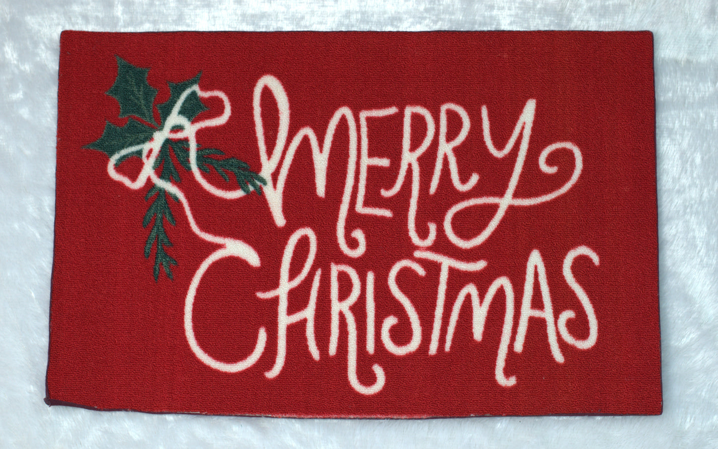 Merry Christmas Festive Door Mat – Red Holiday Welcome Mat for Home Entrance