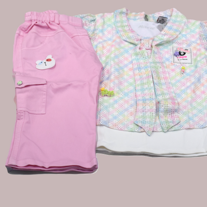 Kids Stylish Top & Three-Fourth Pants Set with Inner Banyan